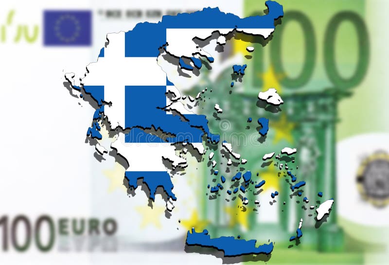 关闭在欧洲金钱背景的希腊地图.